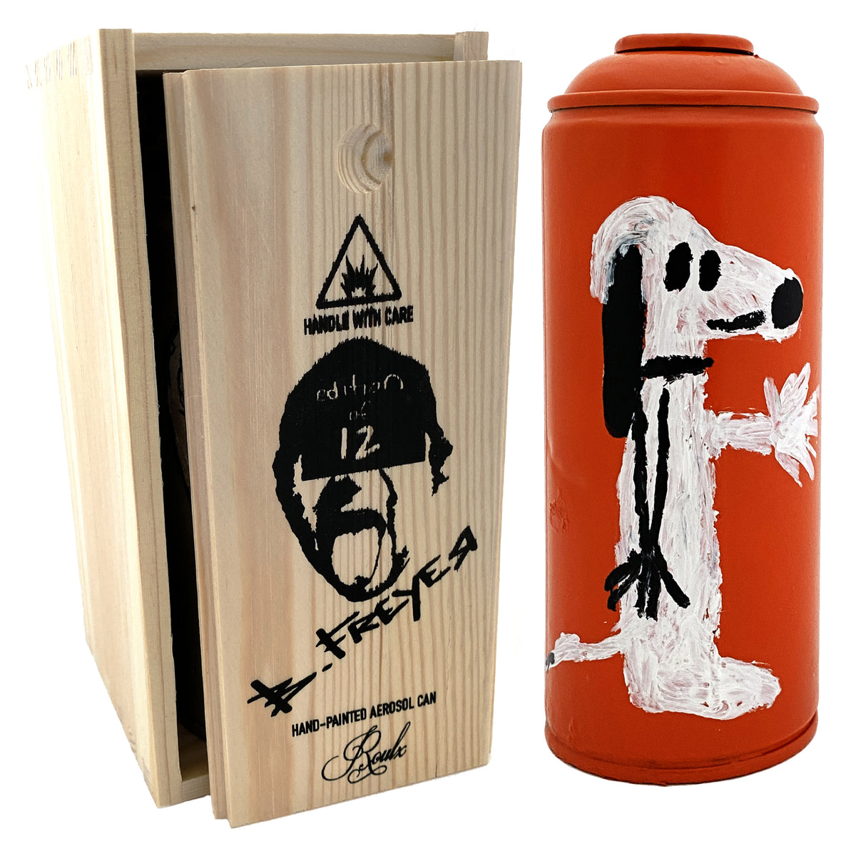 Bob Freyer Original Hand-Painted Aerosol Can in Screen Printed Wooden Box