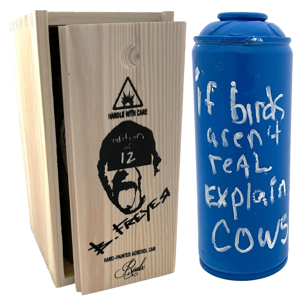 Bob Freyer Original Hand-Painted Aerosol Can in Screen Printed Wooden Box