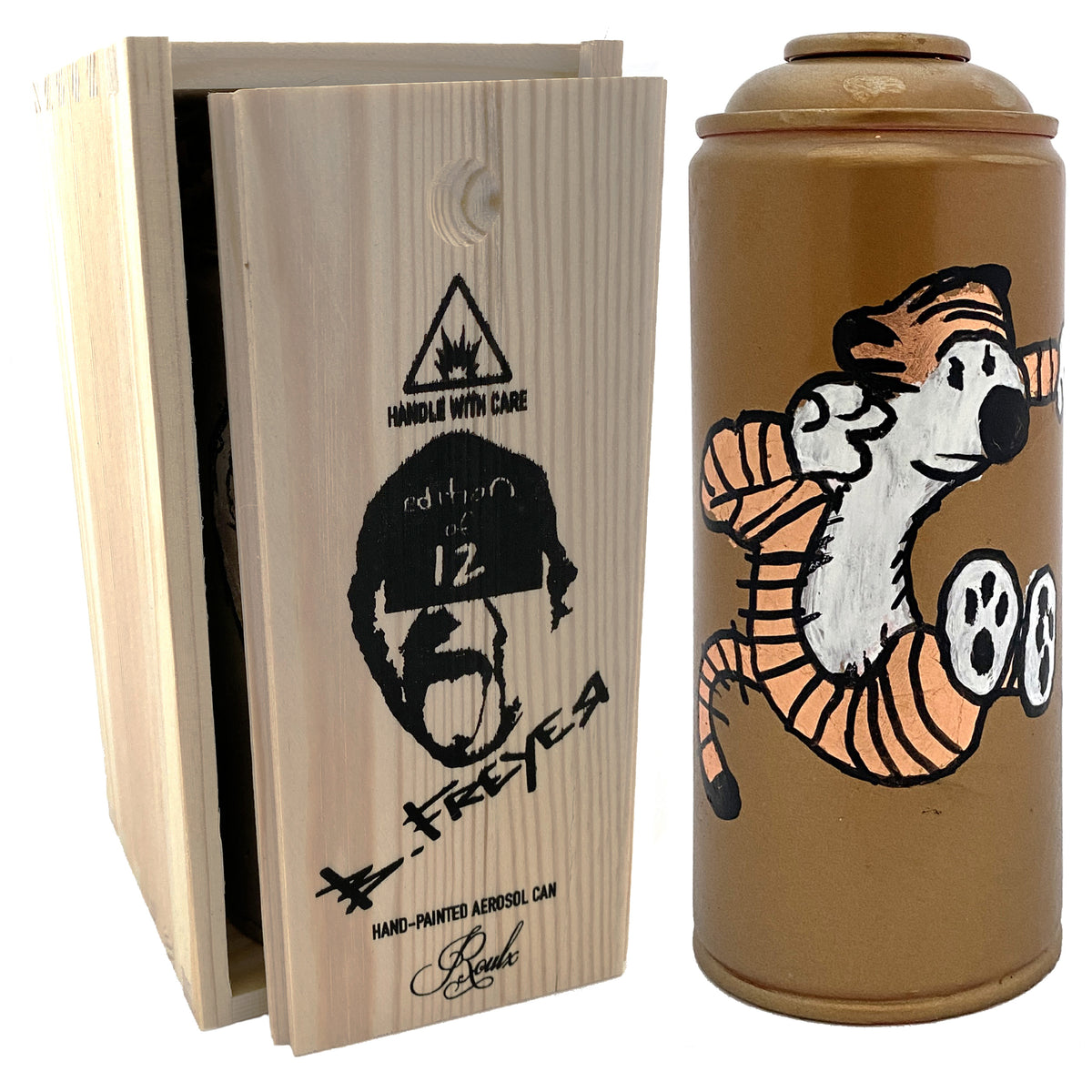 Bob Freyer Original Hand-Painted Aerosol Can in Screen Printed Wooden Box