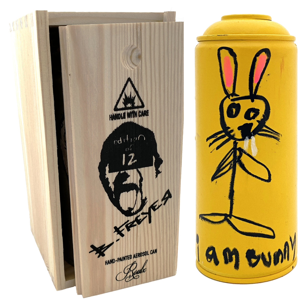 Bob Freyer Original Hand-Painted Aerosol Can in Screen Printed Wooden Box