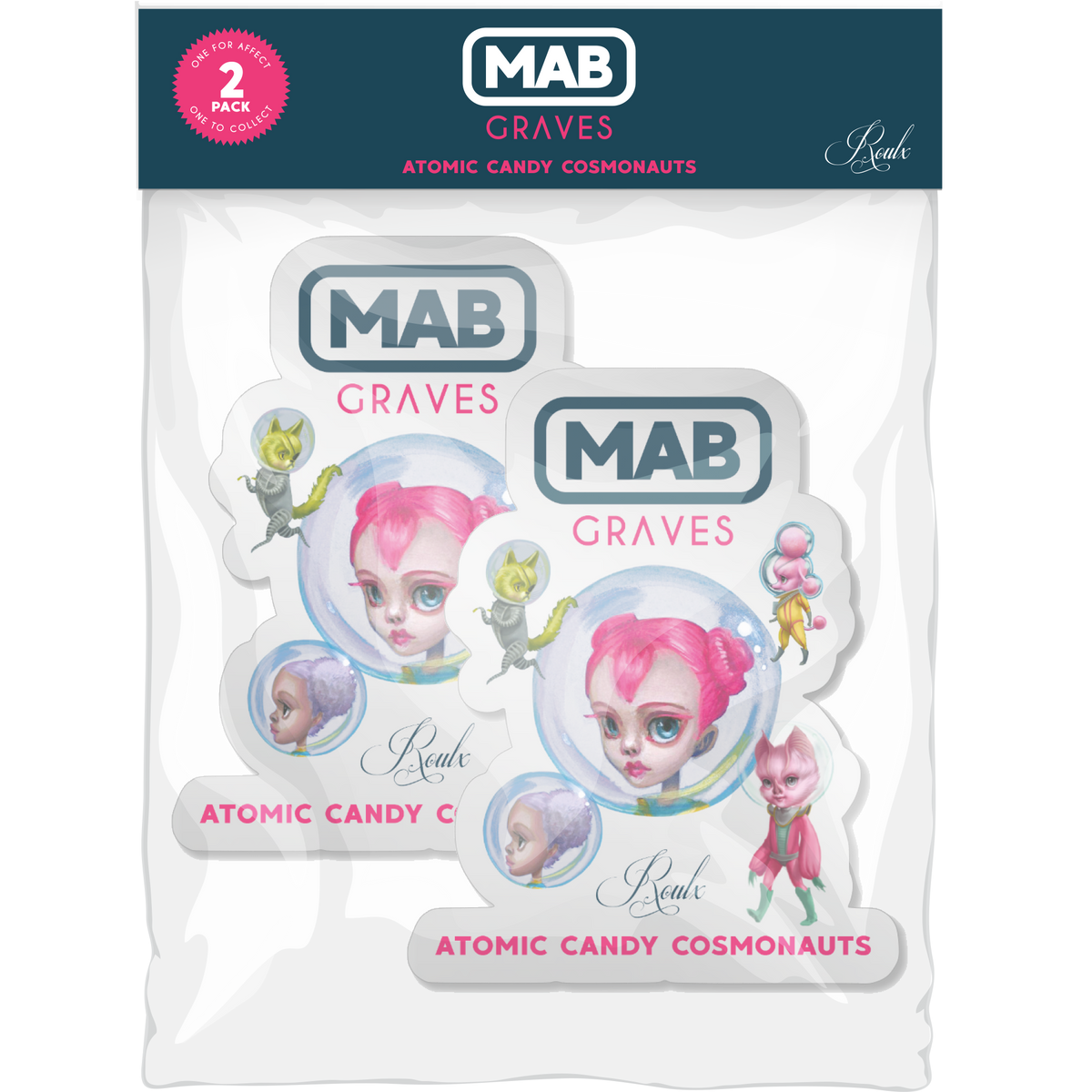 Mab Graves &quot;Atomic Candy Cosmonauts&quot; - 2 x Die Cut Sticker Pack