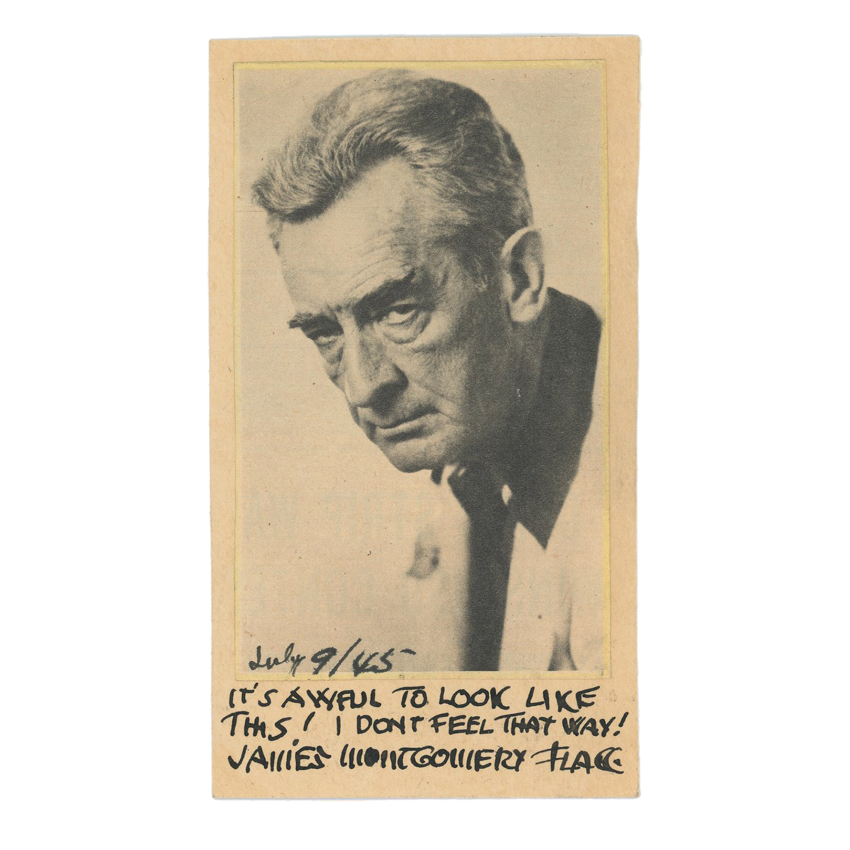 James Montgomery Flagg - Signed Photograph with Unique Inscription, 1945