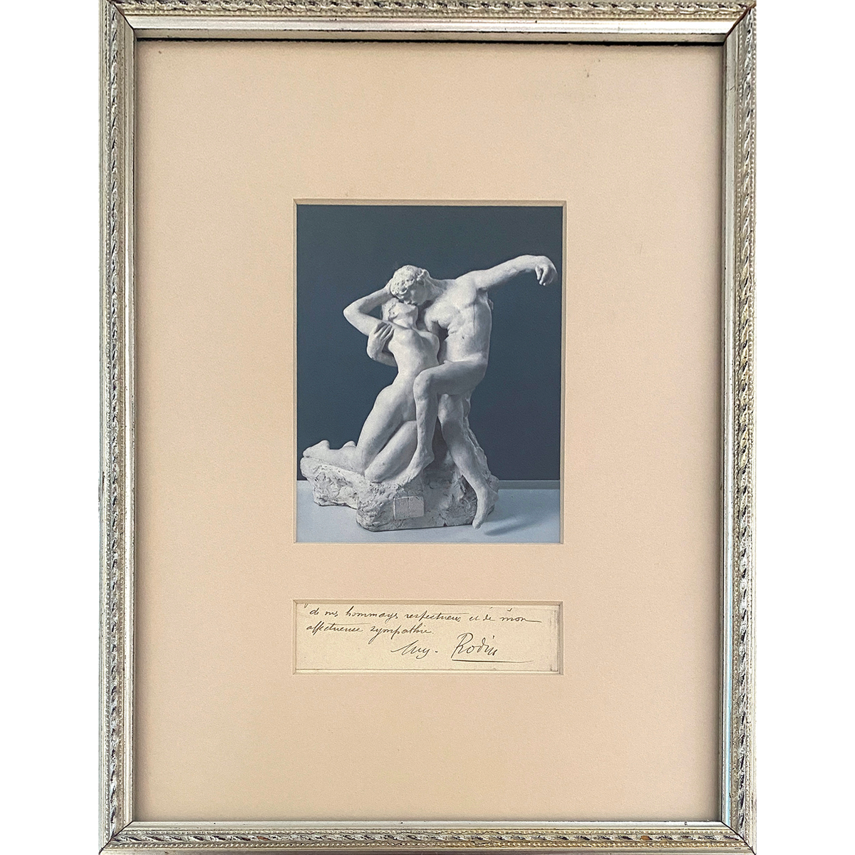 Auguste Rodin - Clipped Signature Matted with Printed Image - 10 x 13&quot; Framed