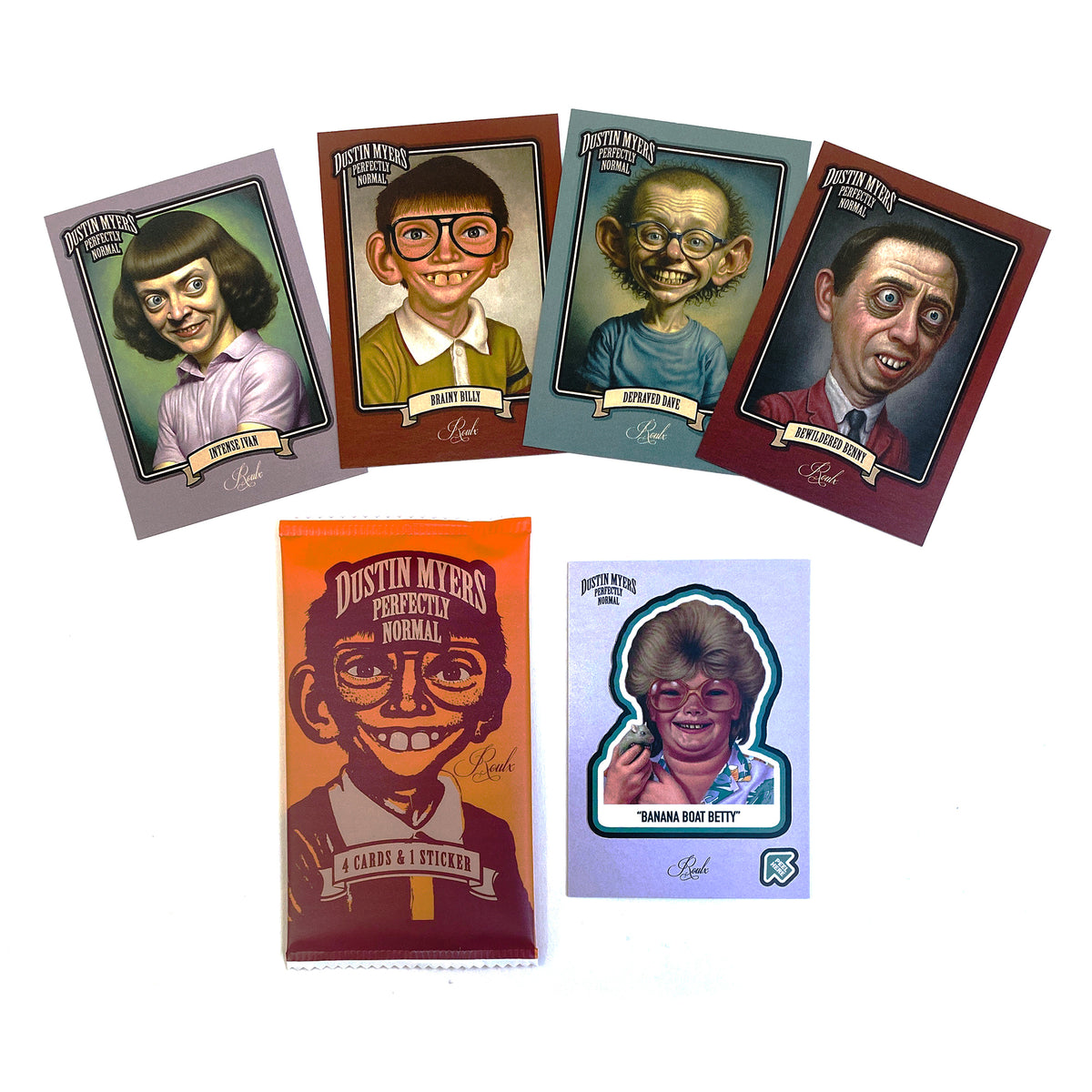 Dustin Myers &quot;Perfectly Normal&quot; Artist Trading Cards Pack (4 Base Cards + 1 Sticker)