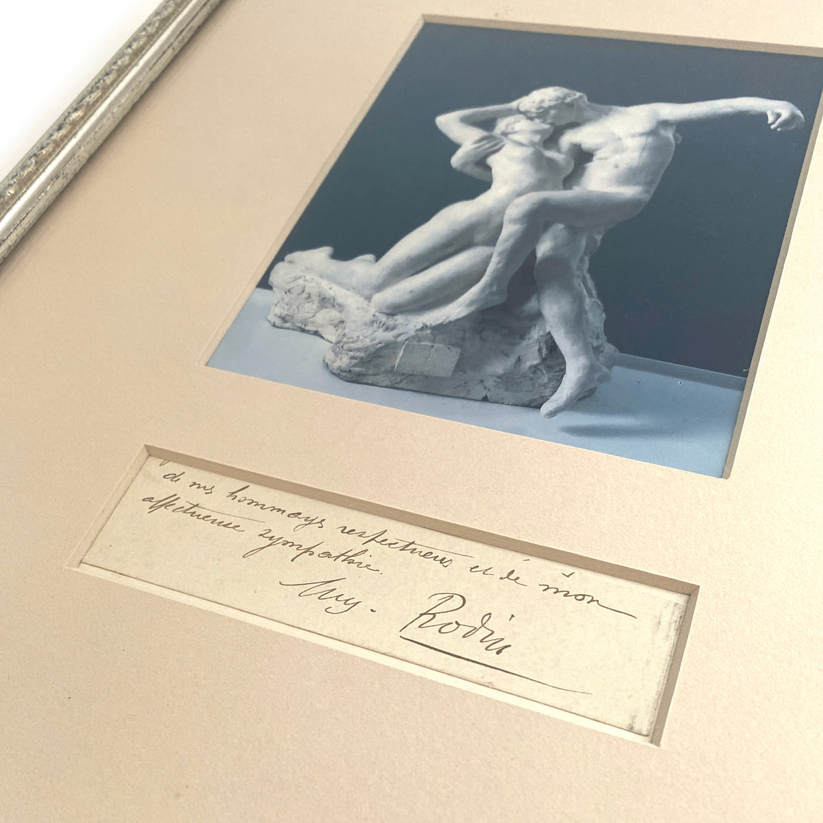 Auguste Rodin - Clipped Signature Matted with Printed Image - 10 x 13&quot; Framed