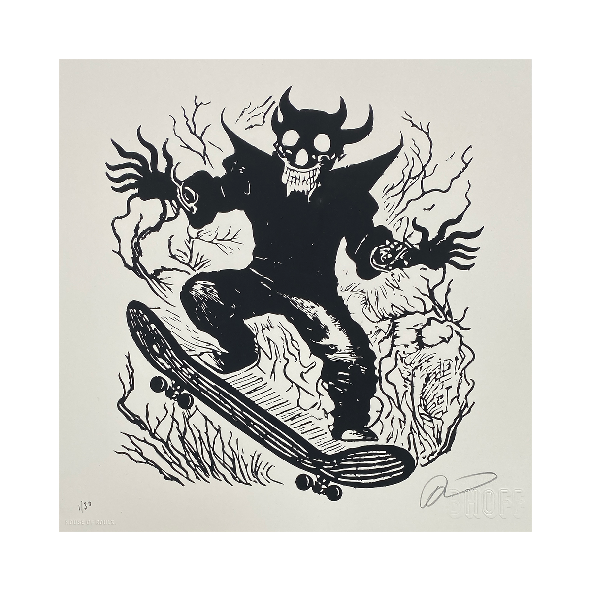 Brian J. Hoffman &quot;SK8 TO HELL (70&#39;s SIDEWALK SURFING Version)&quot; - Screen Printed Edition of 30 - 12 x 12&quot;