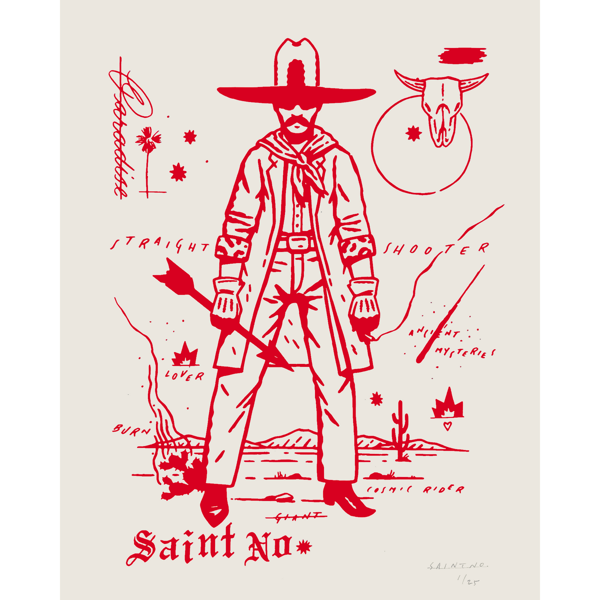 SAINT NO &quot;STRAIGHT SHOOTER&quot; - Screen Printed Edition of 25 - 16 x 20&quot;